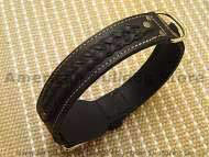 Gorgeous wide 2ply leather dog collar-Braided Collar for Bulldog