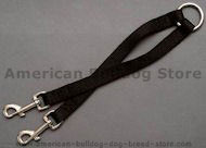Stitched nylon coupler for walking 2 dogs.