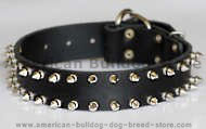 Leather spiked dog collar-2 Rows of spikes-large spiked collar
