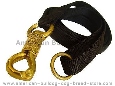 Police tracking dog leash&massive solid brass snap&smart lock for American bulldog