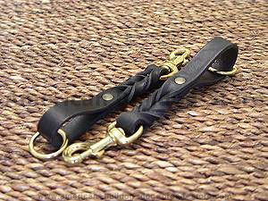 Short leather dog leash (pull tab leash)  for American bulldog 