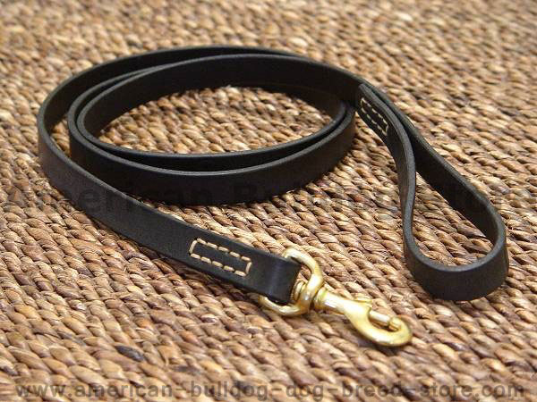 Leather dog leash stitched- leather dog lead for American bulldog 