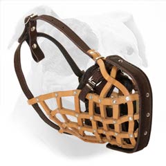 Easy to fit leather basket muzzle or American Bulldog