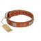 "Pawsy Glossy" FDT Artisan Exclusive Tan Leather American Bulldog Collar 1 1/2 inch (40 mm) wide