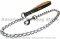 Quality dog leash with leather handle and Herm Sprenger chain and snap hook for American Bulldog