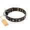 'A La Mode' FDT Artisan Handcrafted Black Leather American Bulldog Collar