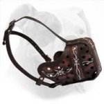 Hand-Painted with Barbed Wire Leather Muzzle for Agitation Training of Your American Bulldog