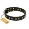 "Rhomb Style" FDT Artisan Decorated Leather American Bulldog Collar with Old Bronze-Plated Studs 1 1/2 inch (40 mm) Wide