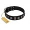 "Silver Spikes" Exclusive FDT Artisan Black Leather American Bulldog Collar