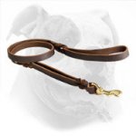 Braided Leather Dog Leash with 2 Handles for American Bulldog