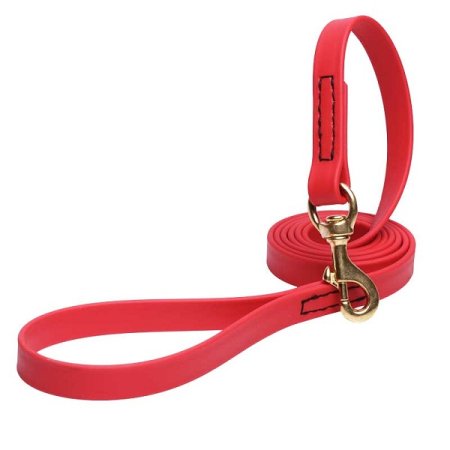 Red Waterproof American Bulldog Leash Made of Biothane
