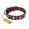 "King of Grace" FDT Artisan Stylish Leather American Bulldog Collar with Old Silver-Like Plated Decorations