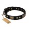 "Biker Style" FDT Artisan Black Leather American Bulldog Collar with Old Bronze Look Plates and Skulls