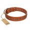 "Star Trek" FDT Artisan Tan Leather American Bulldog Collar Decorated with Stars