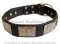 Handcrafted leather dog collar with vintage massive plates