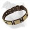 Fashion Leather Dog Collar with Large Plates and Pyramids for American Bulldog Walking