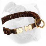 Braided Leather Choke Collar with Quick Release Buckle for American Bulldog
