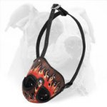 Handpainted Leather Dog Muzzle for American Bulldog