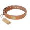 "The Middle Ages" FDT Artisan Handcrafted Tan Leather American Bulldog Collar