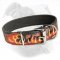 Leather Dog Collar Handpainted in Flames for American Bulldog Wallking and Training