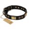 "Ancient Egypt" FDT Artisan Leather American Bulldog Collar with Old Bronze Look Decorations