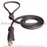 Rolled Leather Dog Lead 2 Foot Long Round Leash bulldog