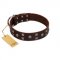 "Brown Shadow" Designer Handmade FDT Artisan Brown Leather American Bulldog Collar