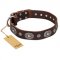 "Extra Pizzazz" FDT Artisan Adorned Brown Leather American Bulldog Collar