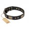 "Jewel Passion" FDT Artisan Fashionable Black Leather American Bulldog Collar