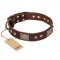 "Loving Owner" FDT Artisan Decorated Leather American Bulldog Collar with Plates and Studs