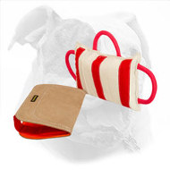 American Bulldog Bite Pillow with Leather Cover