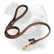 Braided Leather Dog Leash for American Bulldog