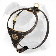 Small Leather Dog Harness for American Bulldog Puppy