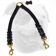 Braided Leather Dog Coupler for Walking 2 American Bulldogs