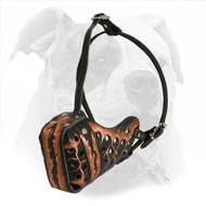 "Magma" Leather Dog Muzzle for American Bulldog