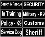 Patches for Harnesses and Collars to Identify American Bulldog