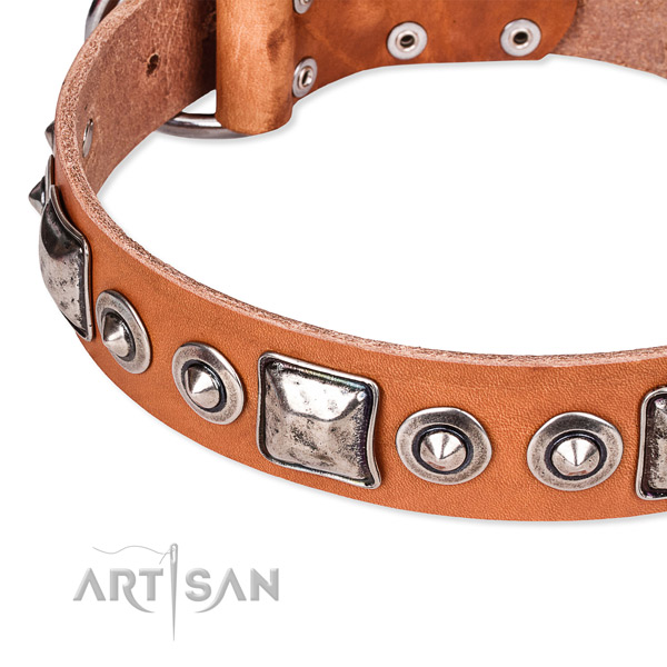 Soft to touch full grain genuine leather dog collar handcrafted for your lovely doggie