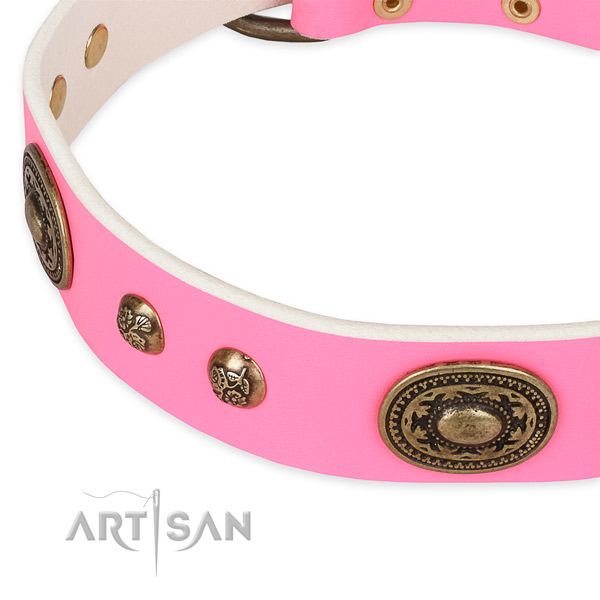 Fine quality full grain natural leather collar for your handsome four-legged friend