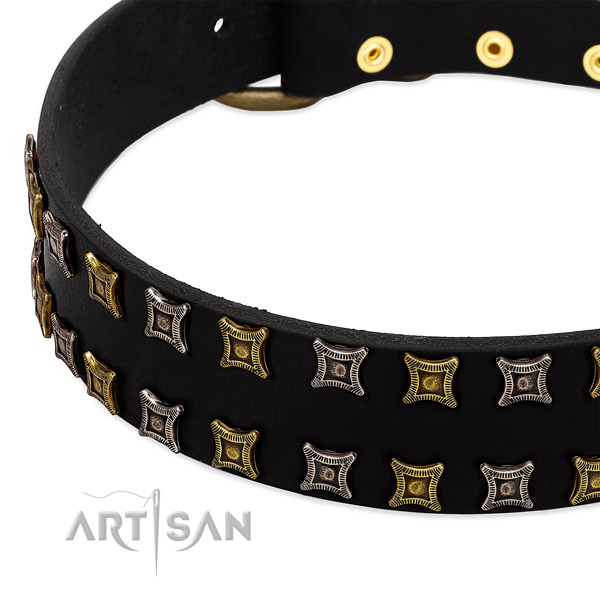 Soft full grain genuine leather dog collar for your beautiful canine