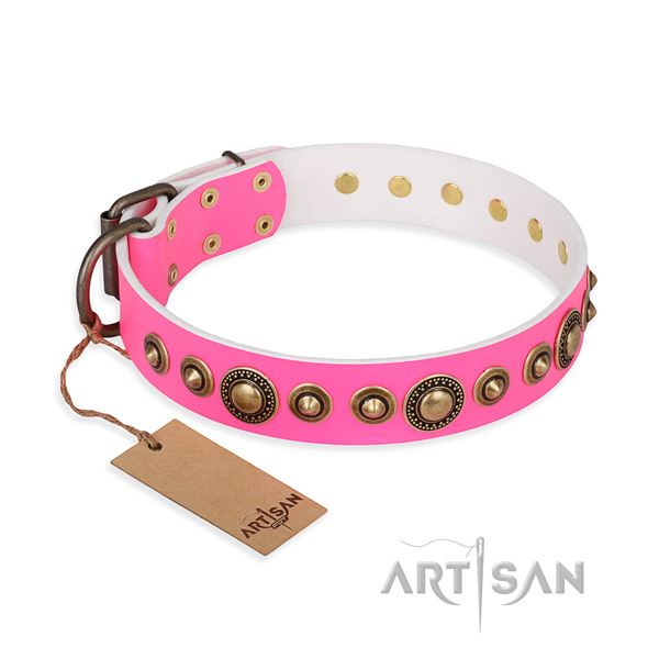 Soft to touch natural genuine leather collar created for your doggie