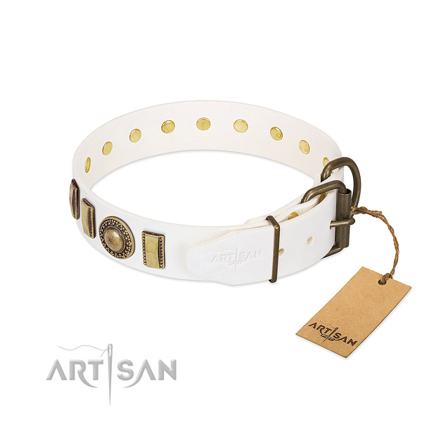 Strong full grain leather dog collar created for your dog