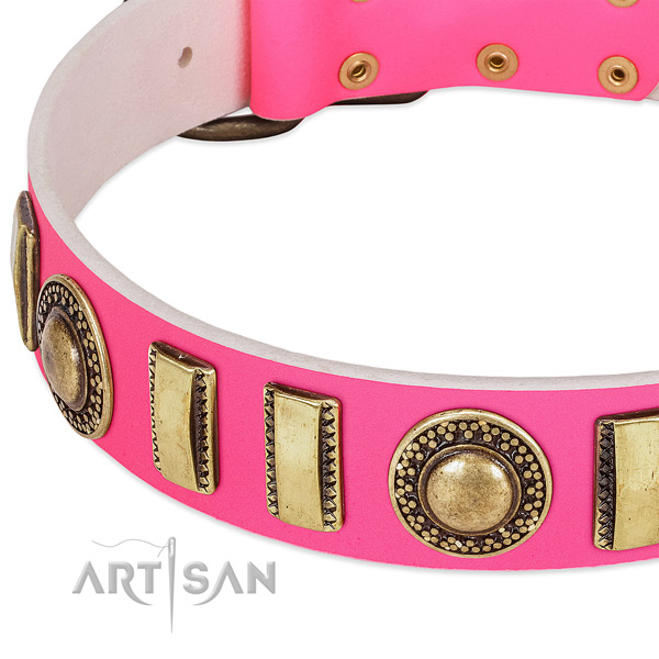 Durable full grain genuine leather dog collar for your beautiful canine
