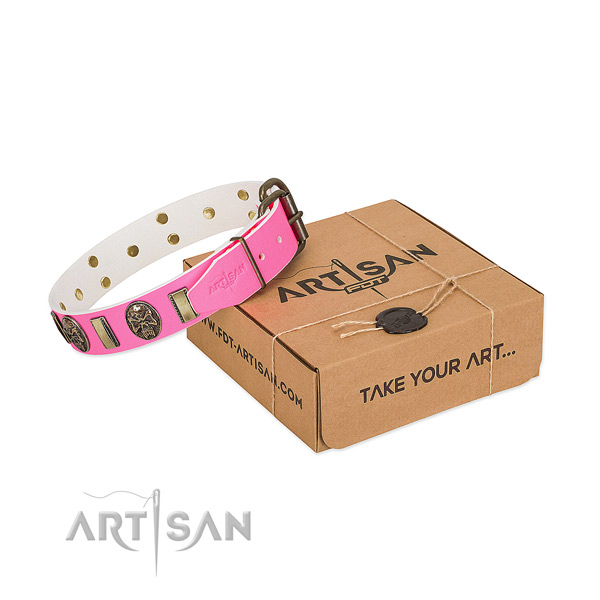 Rust-proof hardware on leather dog collar for your canine