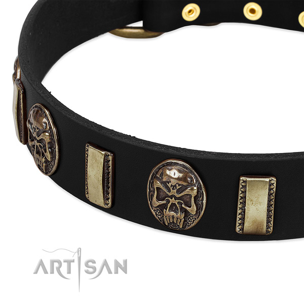 Rust resistant hardware on full grain genuine leather dog collar for your pet