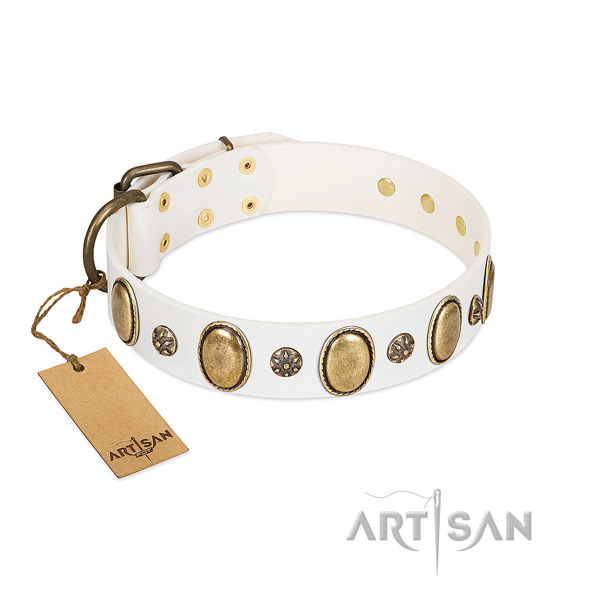 Easy wearing quality natural genuine leather dog collar