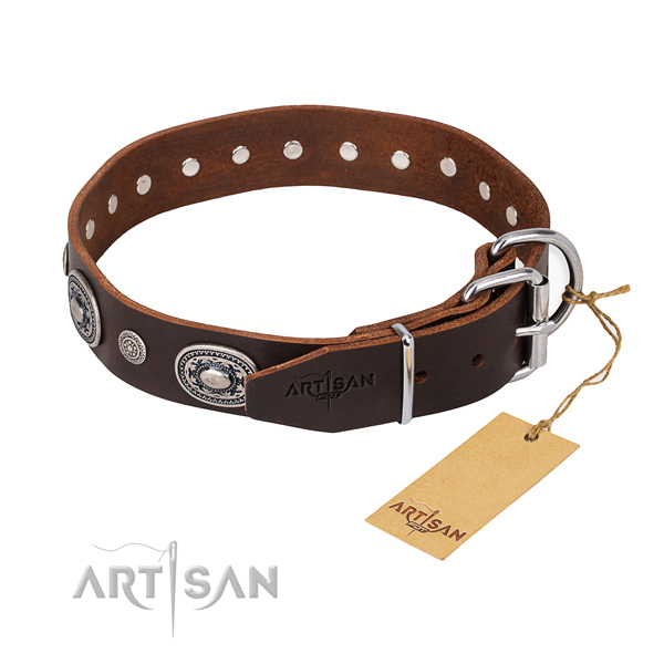 Reliable full grain leather dog collar crafted for comfortable wearing