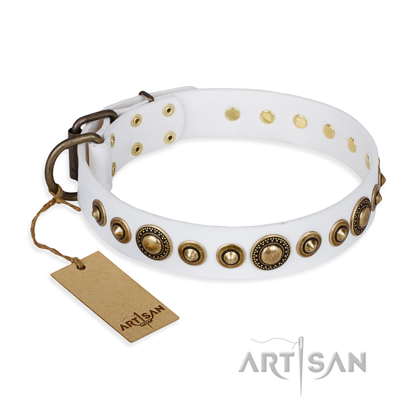 Gentle to touch natural genuine leather collar handcrafted for your canine