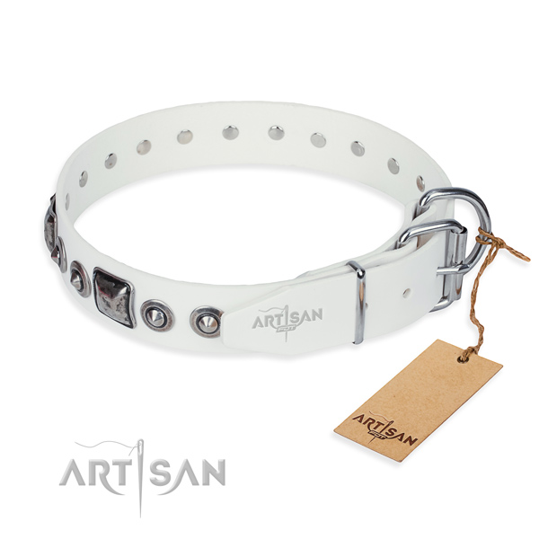 Gentle to touch full grain natural leather dog collar created for everyday use