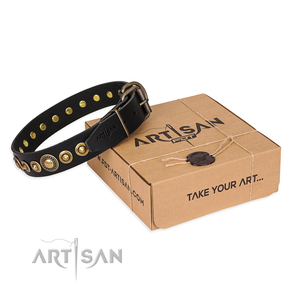 Top notch leather dog collar created for comfy wearing