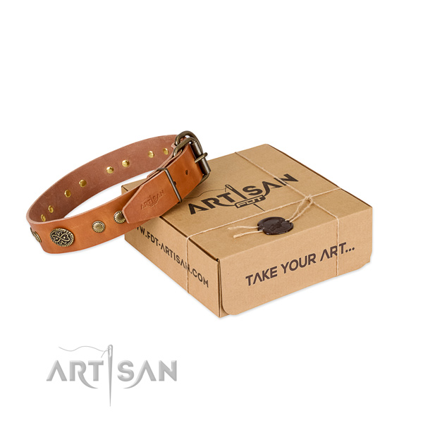 Corrosion resistant buckle on Genuine leather dog collar for your dog